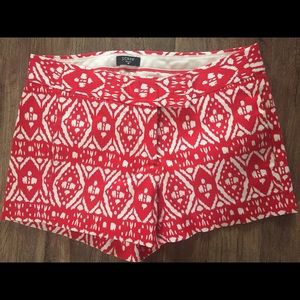 J Crew 3 inch Stretch, Red White Print Shorts